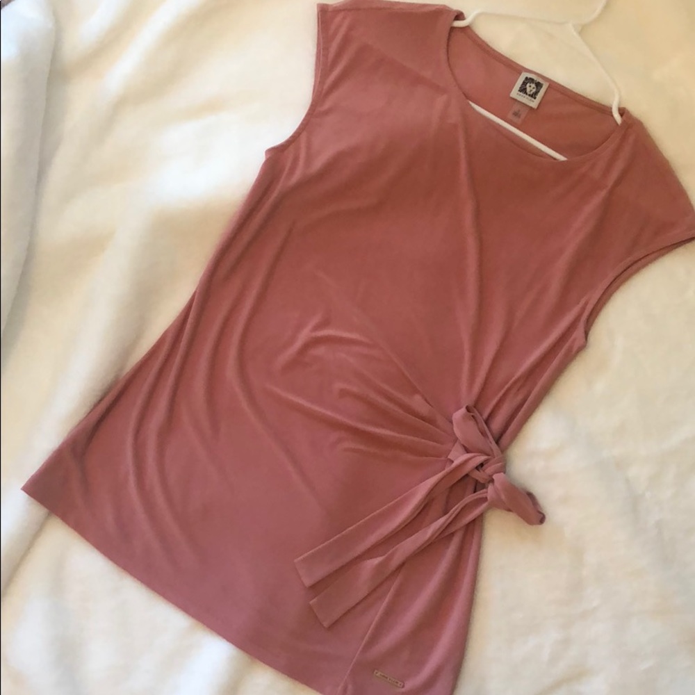 New Anne Klein Rose Colored Sleeveless Dress Top